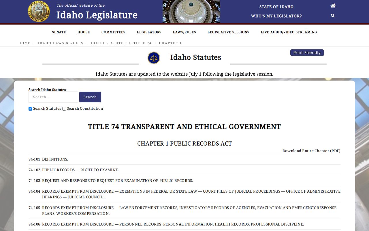 Aberdeen criminal records access under the Idaho Public Records Act