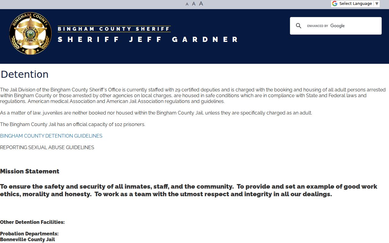 Bingham County arrest lookup jail information