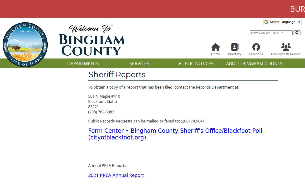 Bingham County arrest report request channel