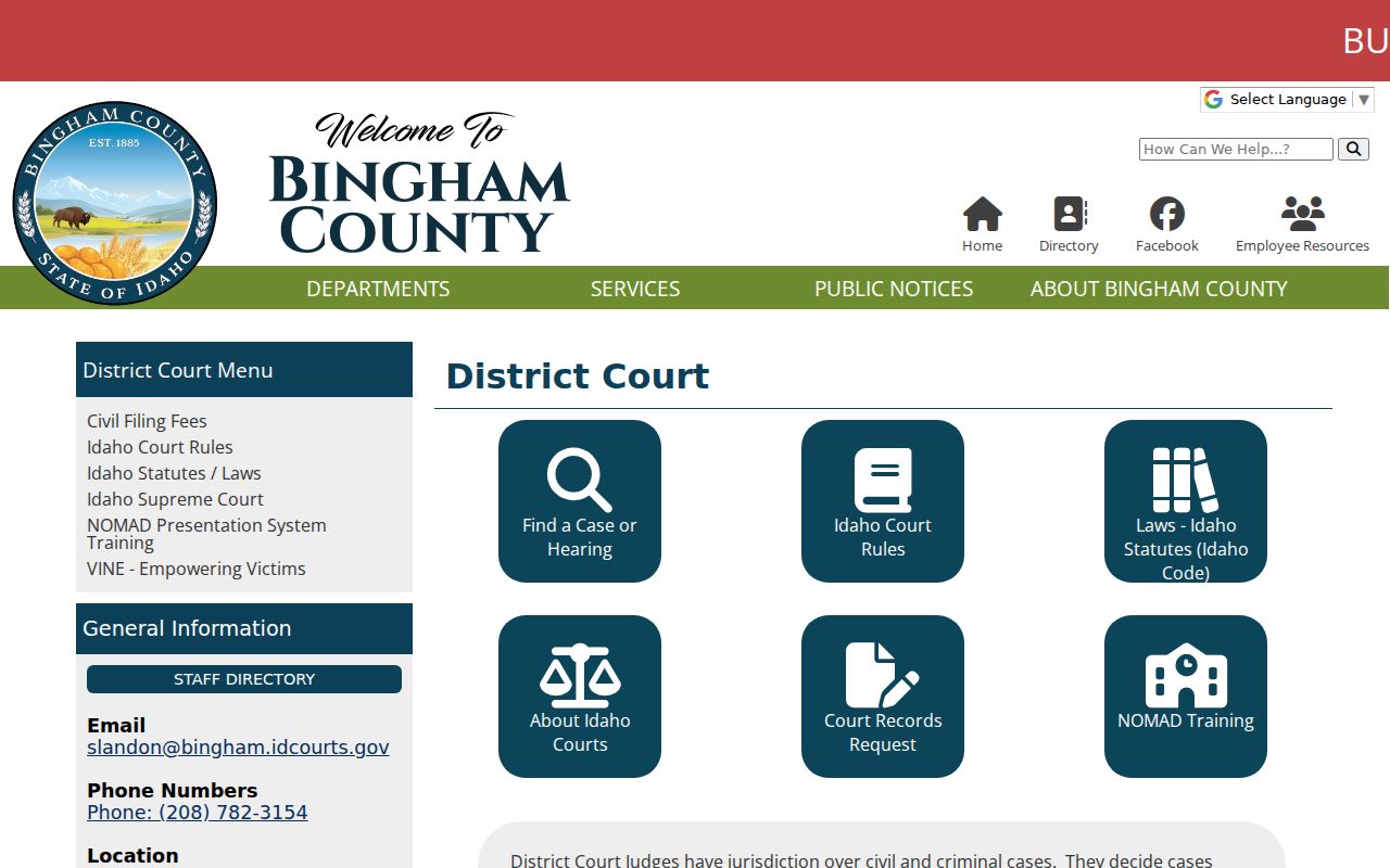 Bingham County criminal court cases District Court