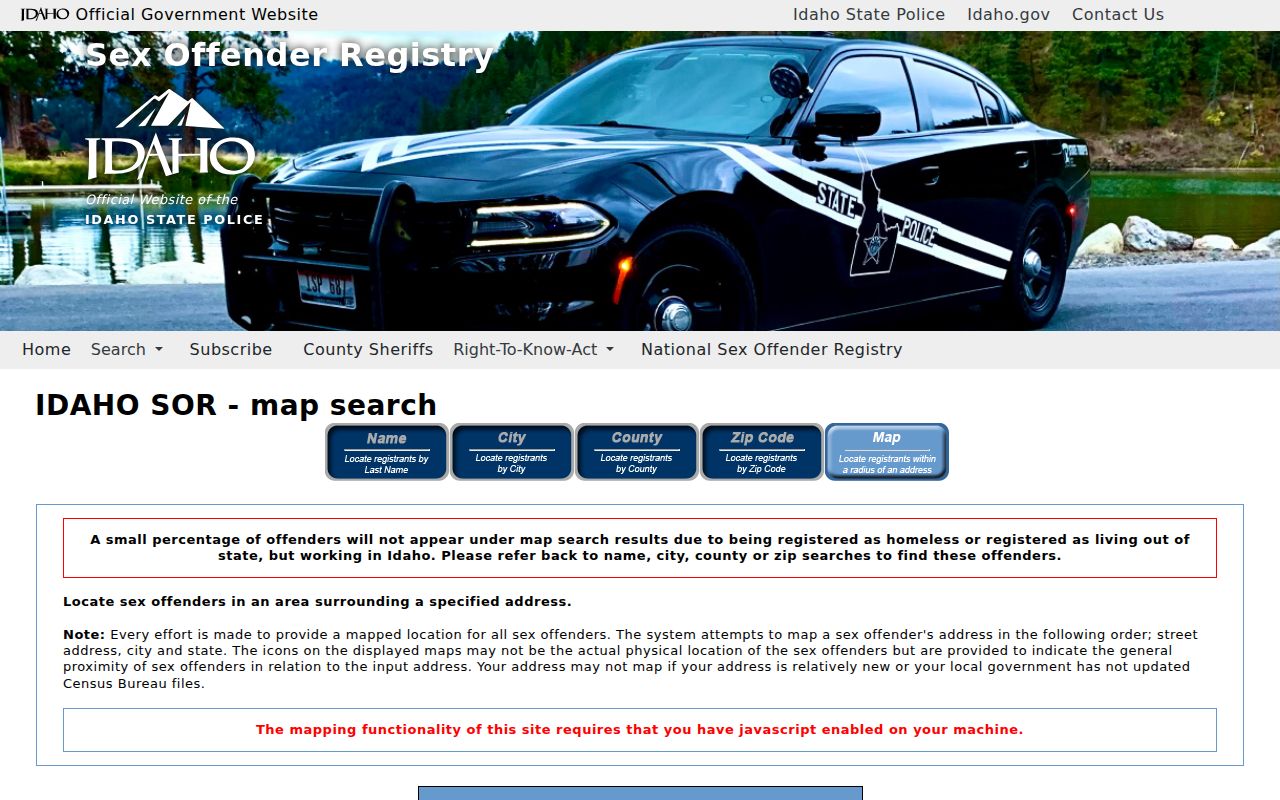 Bingham County sex offender search radius form