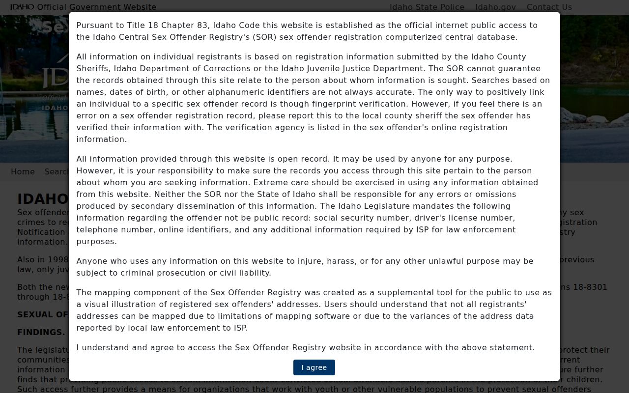 Bingham County sex offender registry profile context