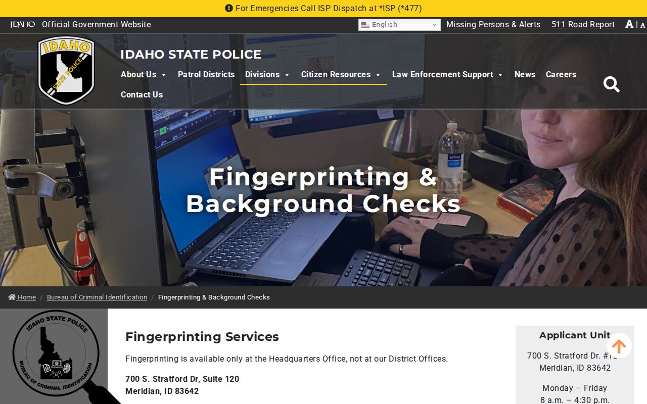 Idaho BCI fingerprint background check instructions
