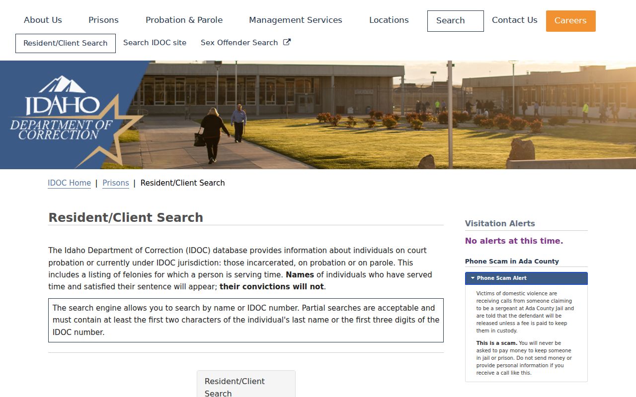 IDOC Resident and Client Search for Bingham County sentences